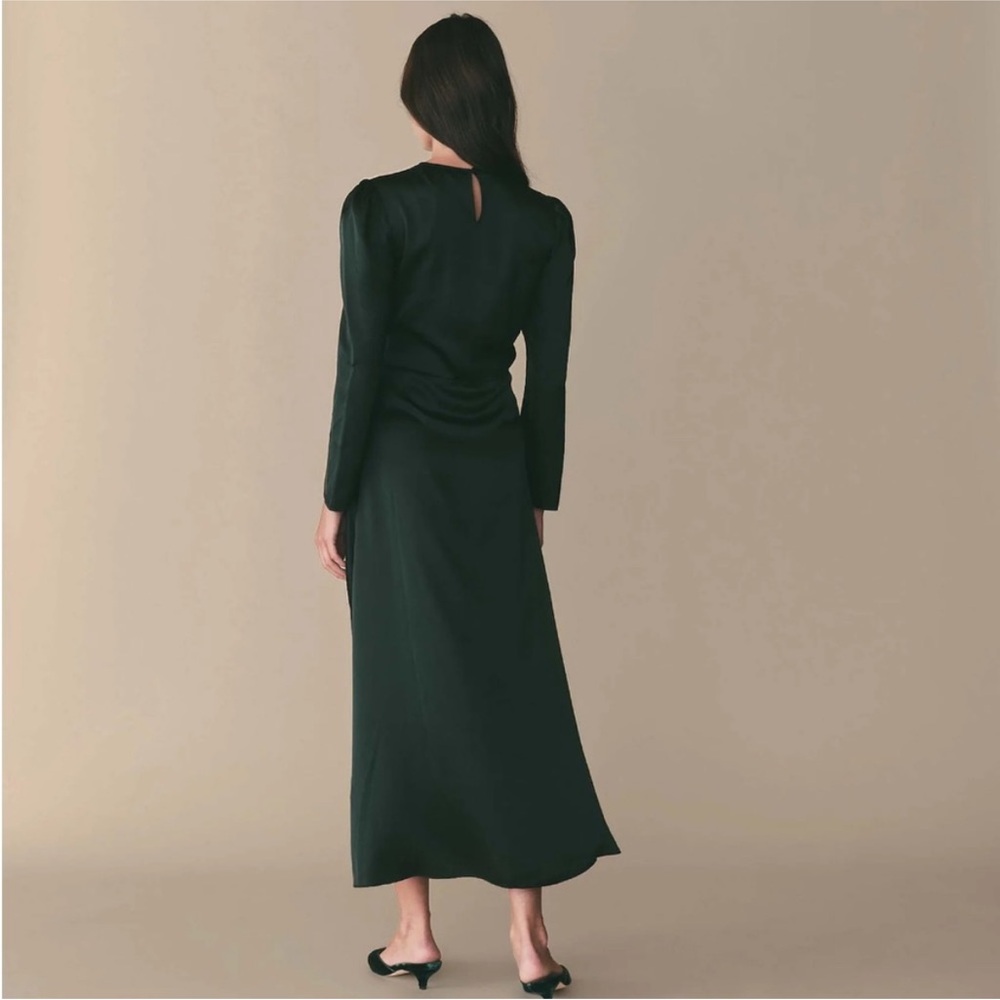 DÔEN Melinda Embroidered Silk Midi Dress Alpine Green | S - Picture 3 of 10